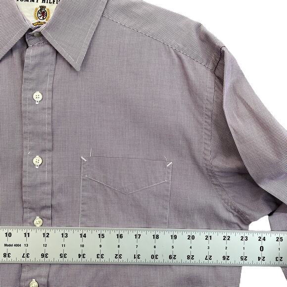 Tommy Hilfiger Men's Dress Shirt Size 15.5  32-33 Vintage Button Down Purple - Picture 5 of 9